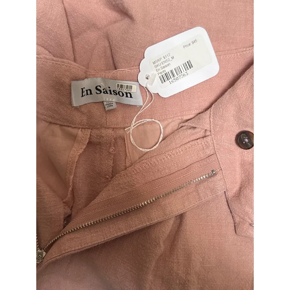 Women’s En Saison Salmon 100% Cotton Pants Sz M Pink Size M - Image 4