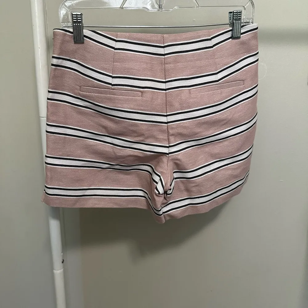 Ann Taylor Loft Pink and White Striped High Waisted Formal Shorts size 0 - Image 3