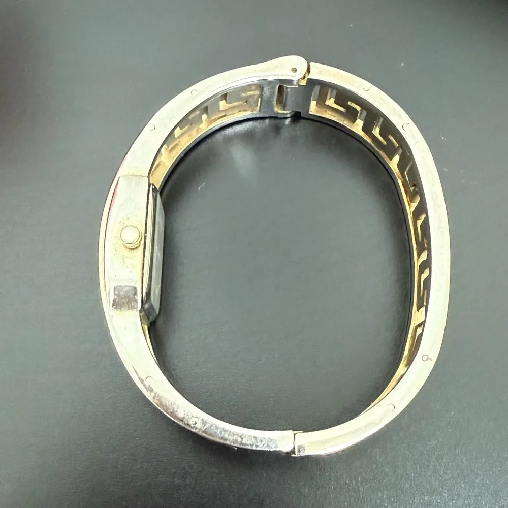 Vintage HILLARD & HANSON Silver-tone Greek Style Bangle Watch - Image 3