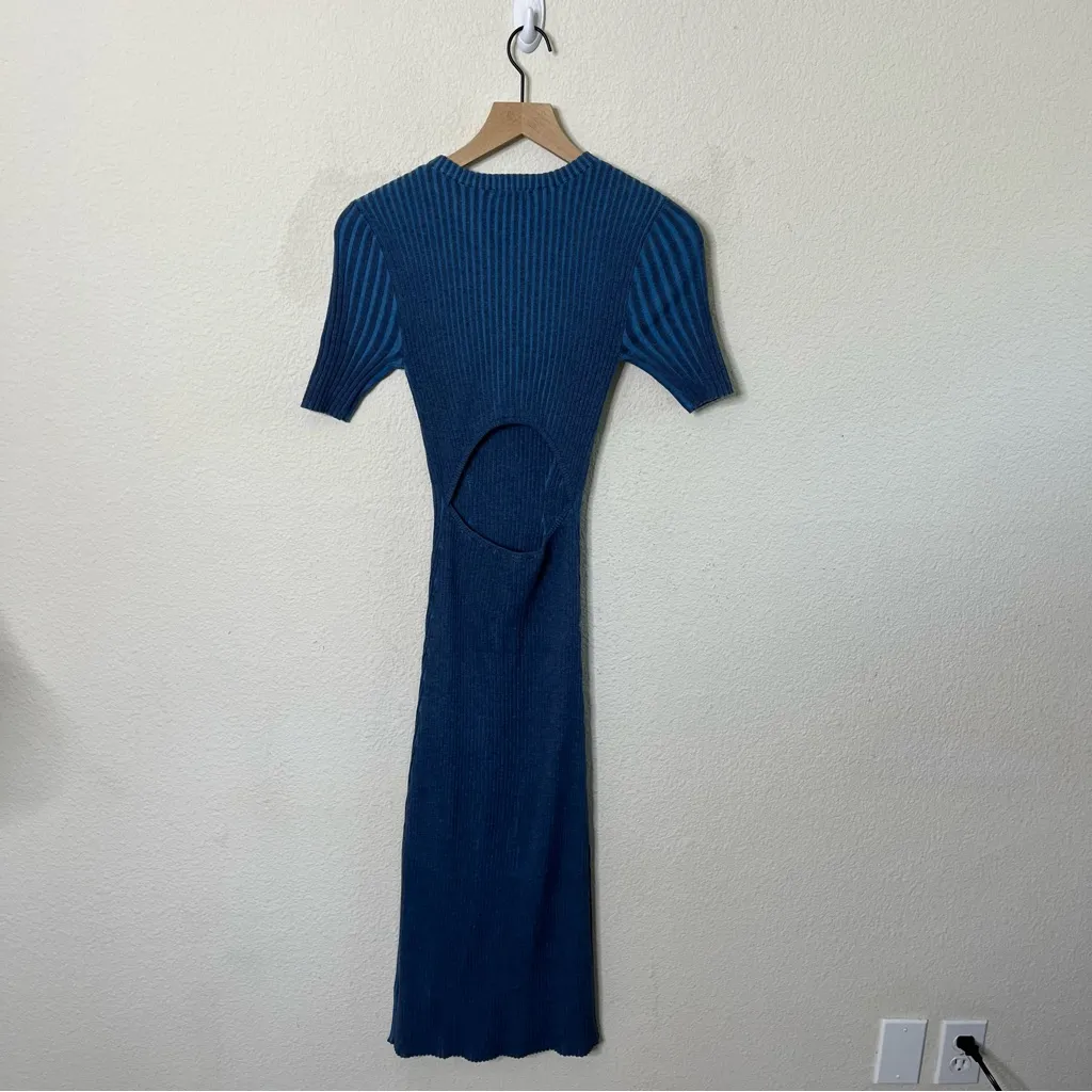 Rails Genesis Blue Lake Melange Ribbed Short Sleeve Knit Sweater Dress Size XS - Image 11