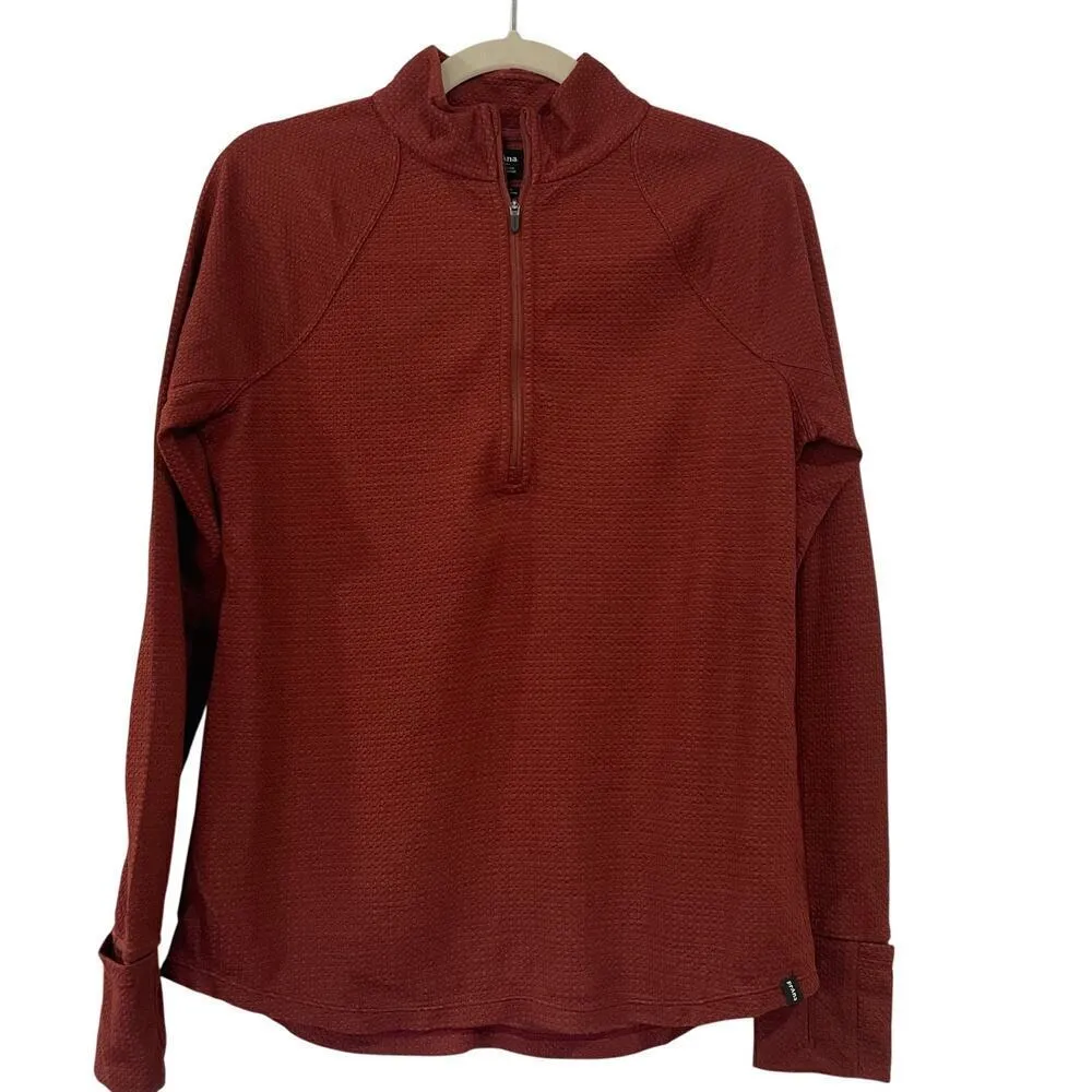 Prana Burgundy Long Sleeve Half Zip Wool Wensley Top Size S - Image 2