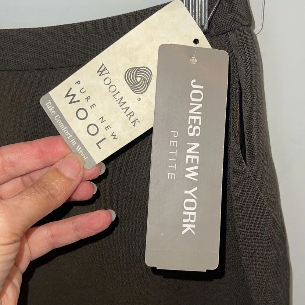 Jones New York Vintage Womens Pure New Wool Back Zip Pencil Skirt Bronze Size 8P - Image 5
