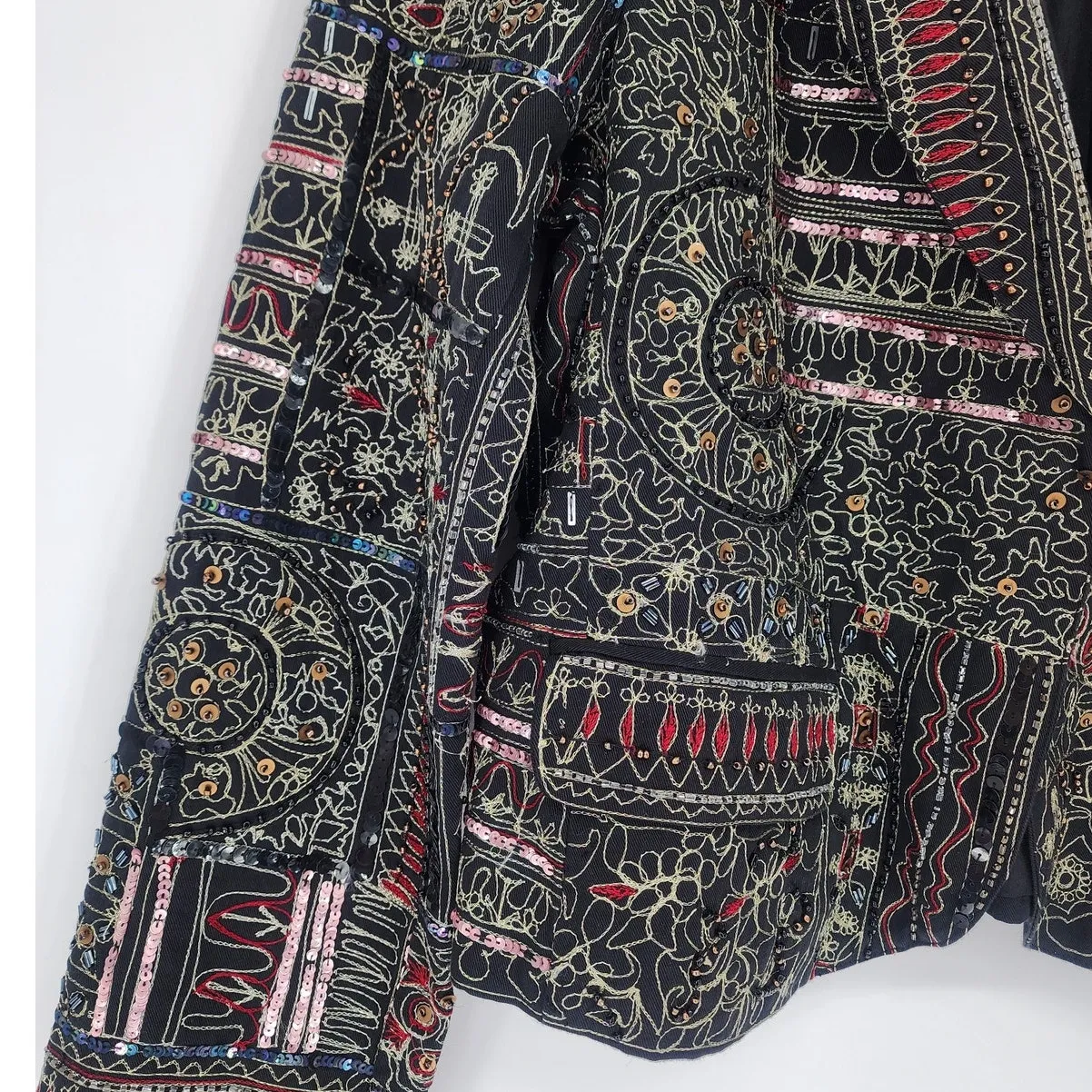 Vintage Anage Black Embroidered Patchwork Blazer Women’s Size Medium - Image 7