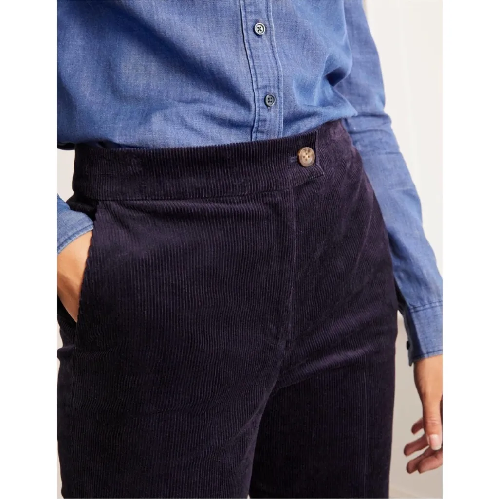 Boden Dulwich Cord Trousers in Navy Blue Corduroy Ankle Grazer Pants Size 6 Long - Image 3