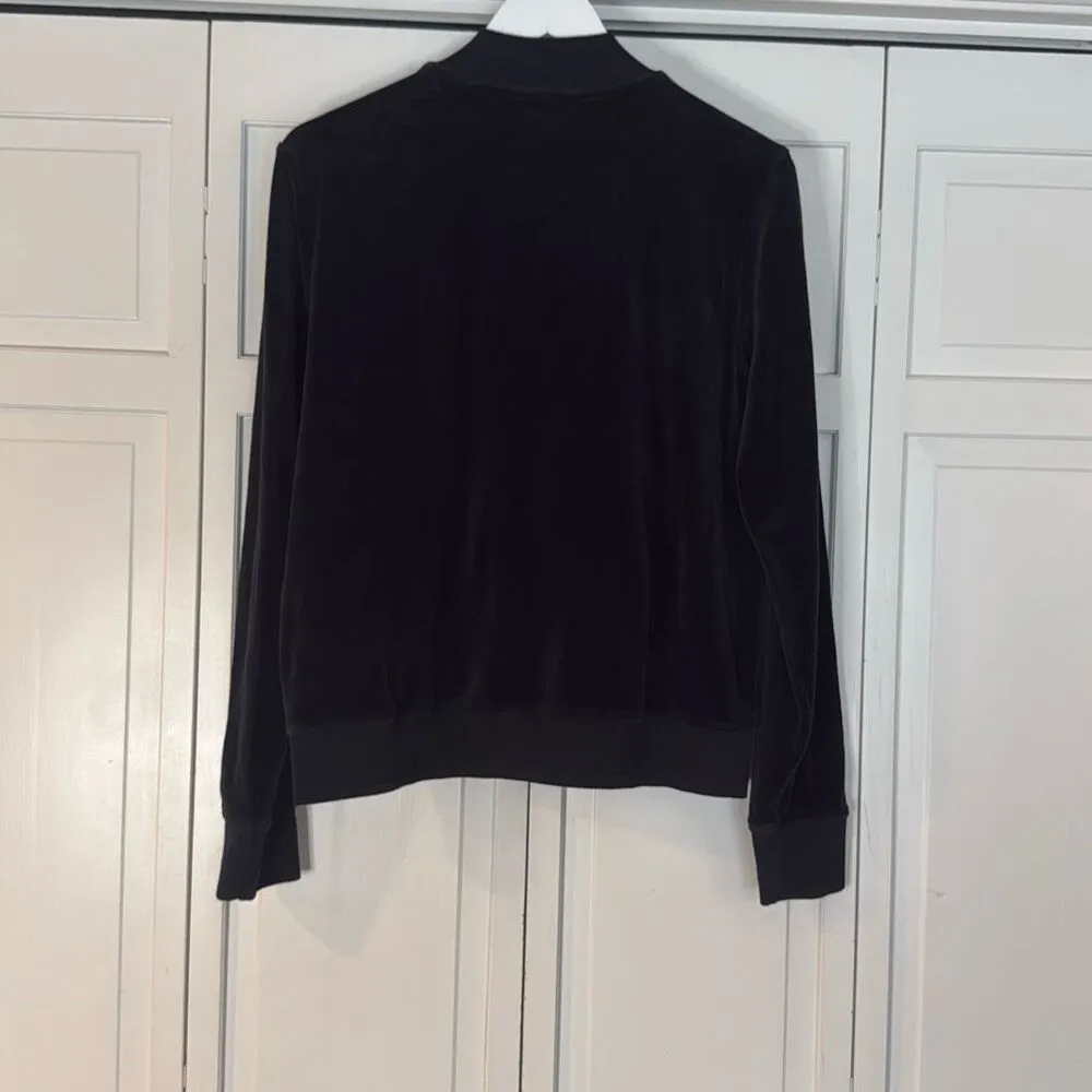 Lauren Ralph Lauren NWOT black velour velvet bomber style full zip sweater XL - Image 6