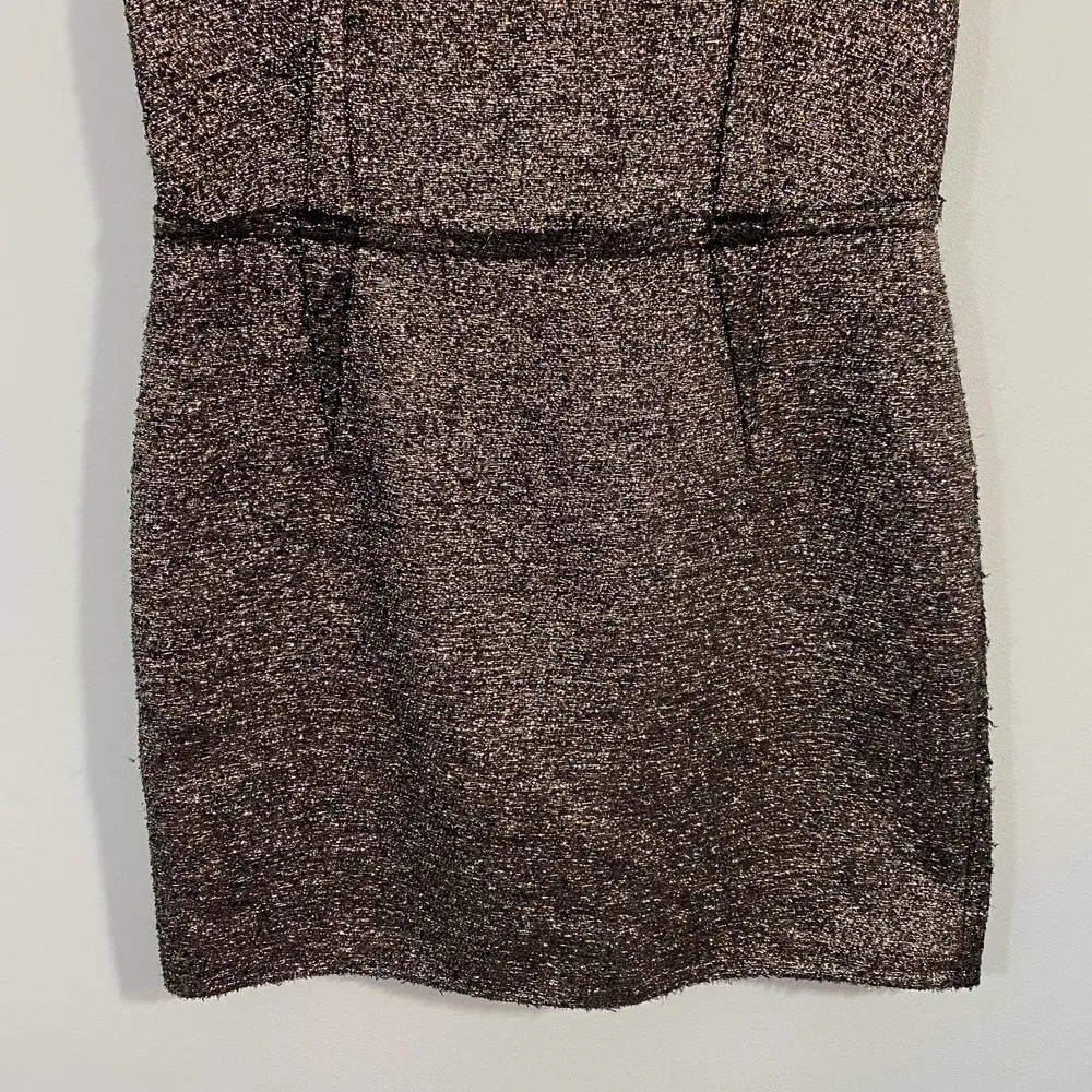 Lanvin River 2011 Women's Gold & Silver Tweed Sheath Dress Size 42 - Image 3