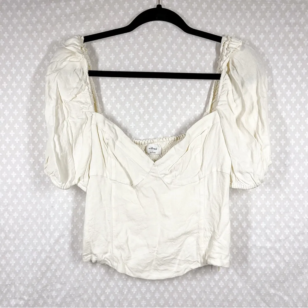 Wilfred‎ Butter Yellow Novella Smocked Puff Short Sleeve Top - Image 2