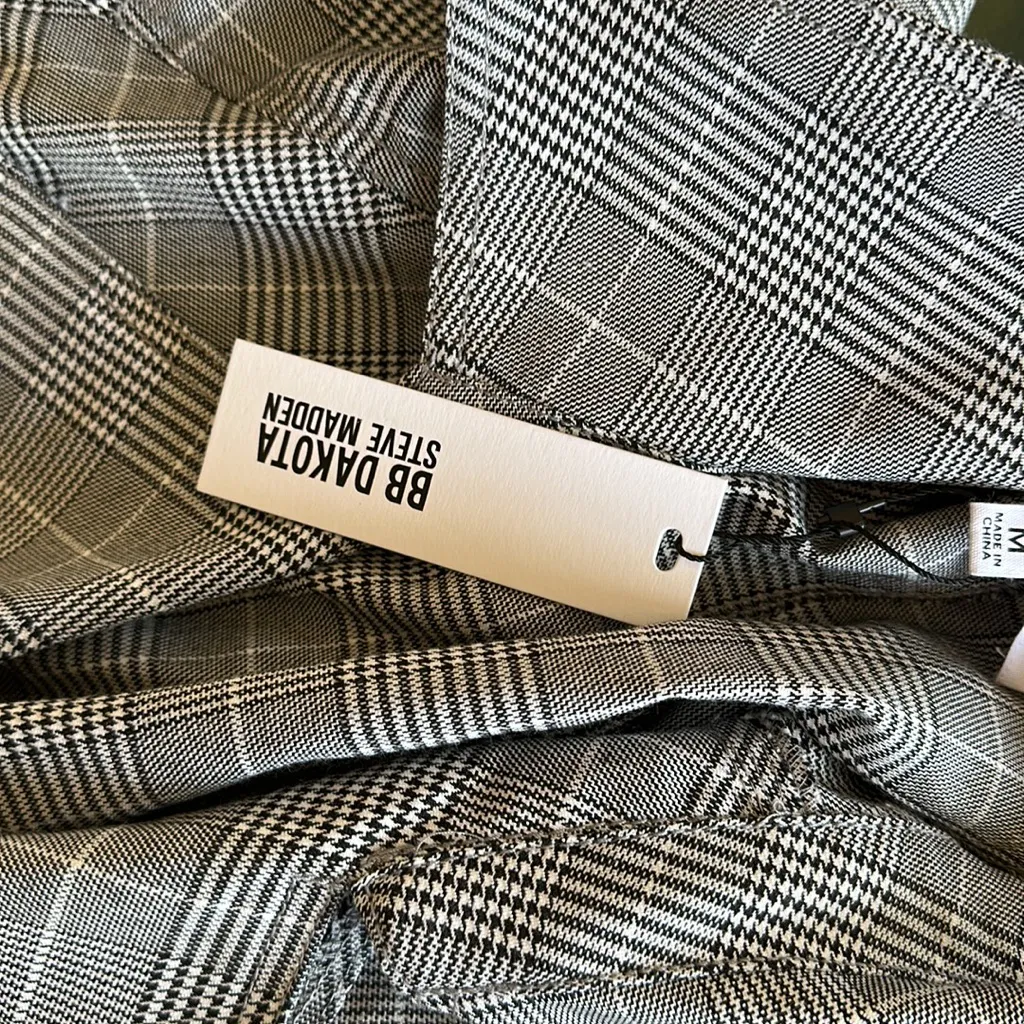 NWT Steve Madden BB Dakota Glen plaid trench coat Black Multi Size M - Image 6