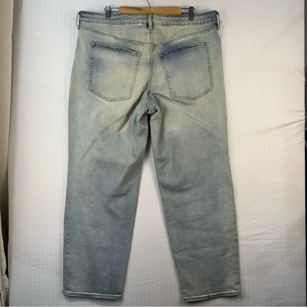 Old Navy Light Wash Denim Jeans O.G. Loose Leg Size 20 High-Rise Sun Bleached - Image 2
