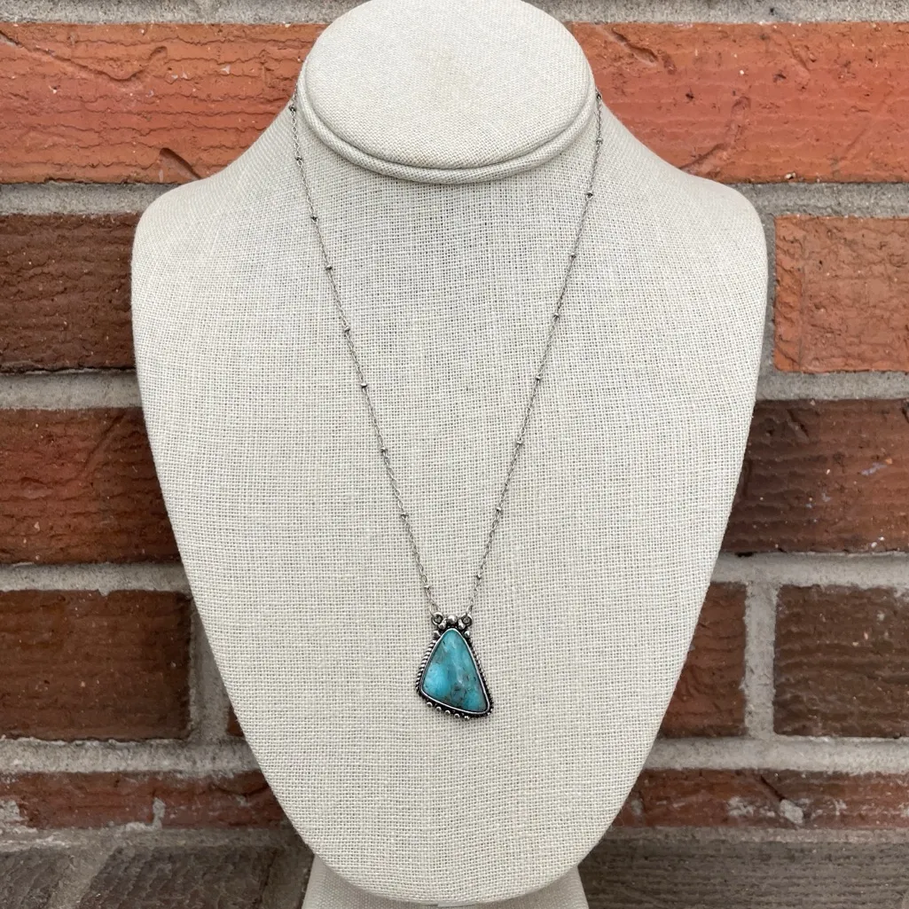 Turquoise Asymmetric Triangle Pendant Necklace Blue - Image 2