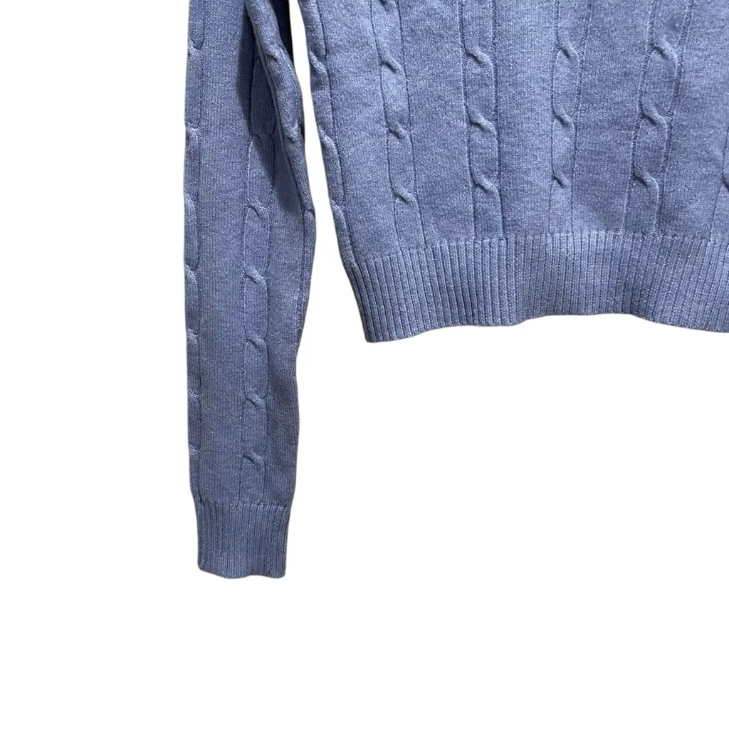 Ultra Flirt Cable Knit Cropped Sweater Blue V-Neck Women’s Size Medium - Image 2