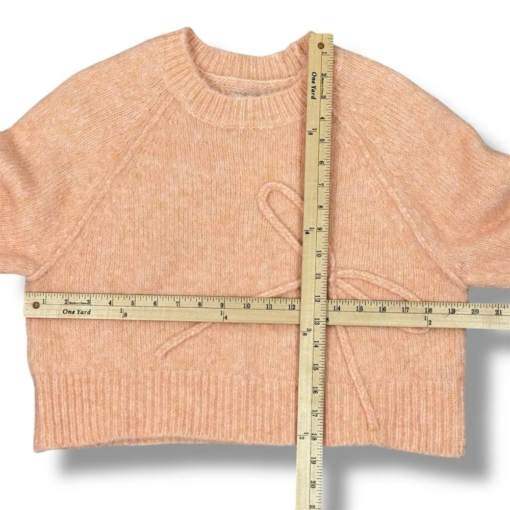American Eagle Outfitters Cropped Bow Front Sweater Peach Small - Image 13