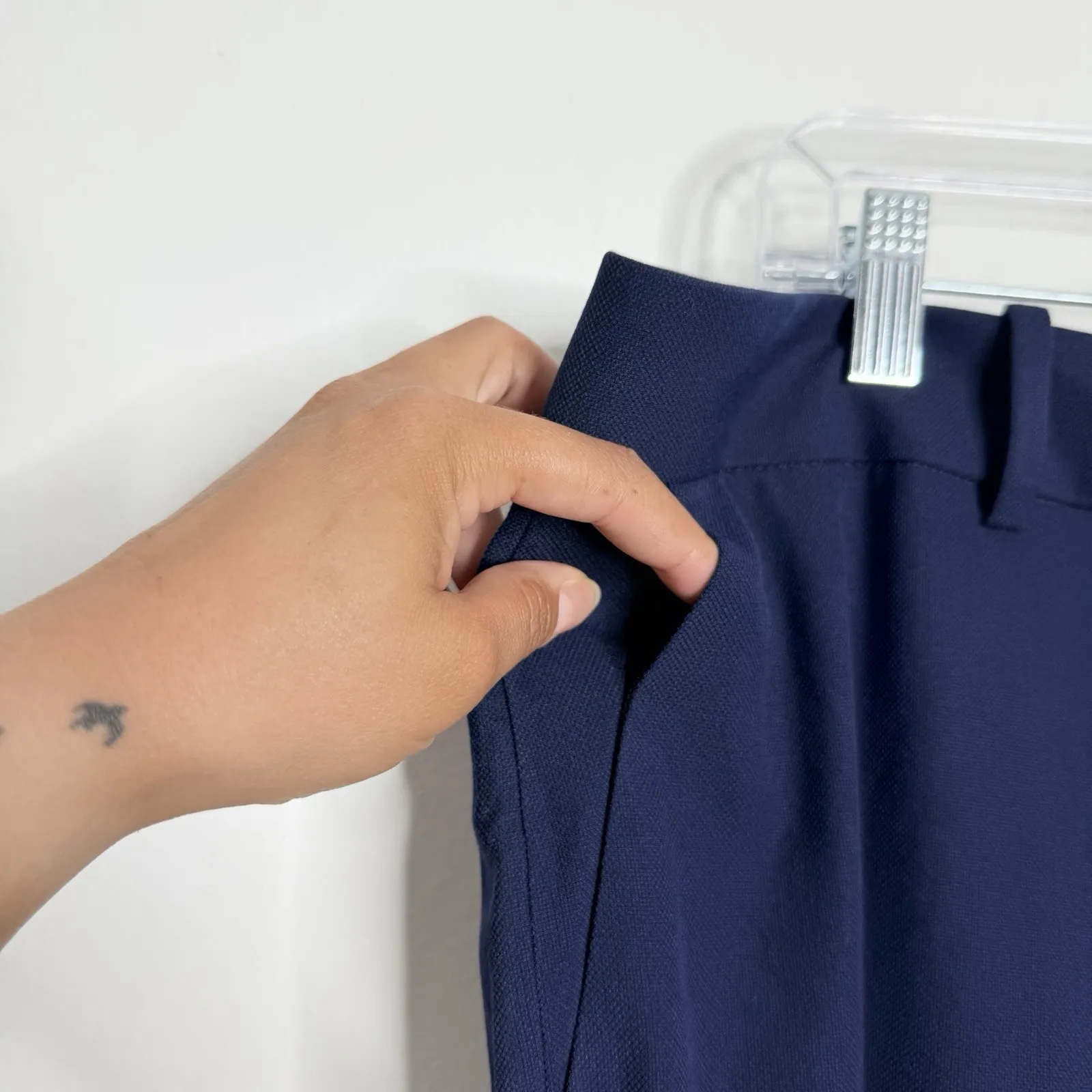 NWOT‎ Ann Taylor The Mid Rise Straight Pant in Textured Drape In Navy Size 18 - Image 9