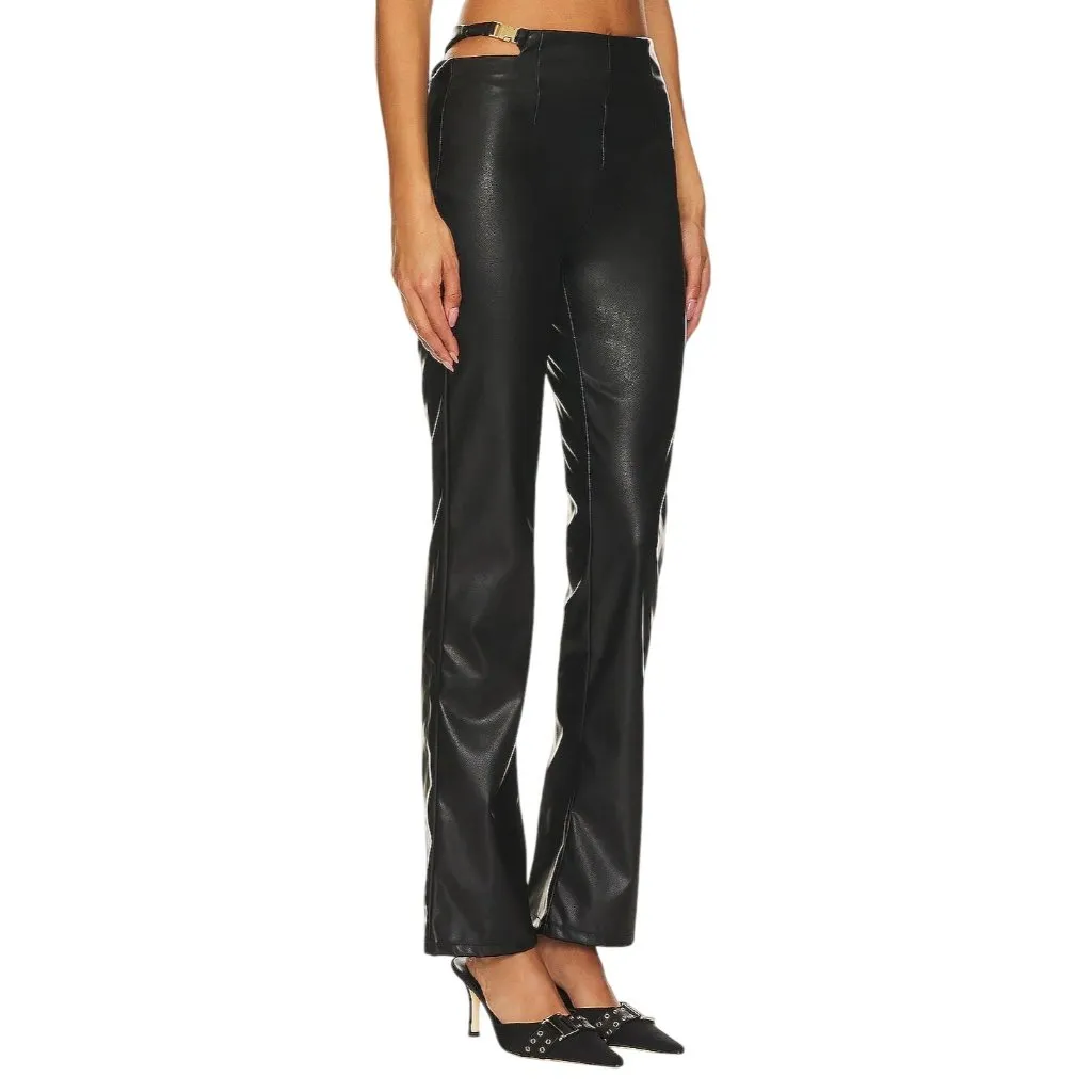 superdown Kaitlyn Faux Leather Pant in Black X-Small New Womens Vegan Trousers - Image 3