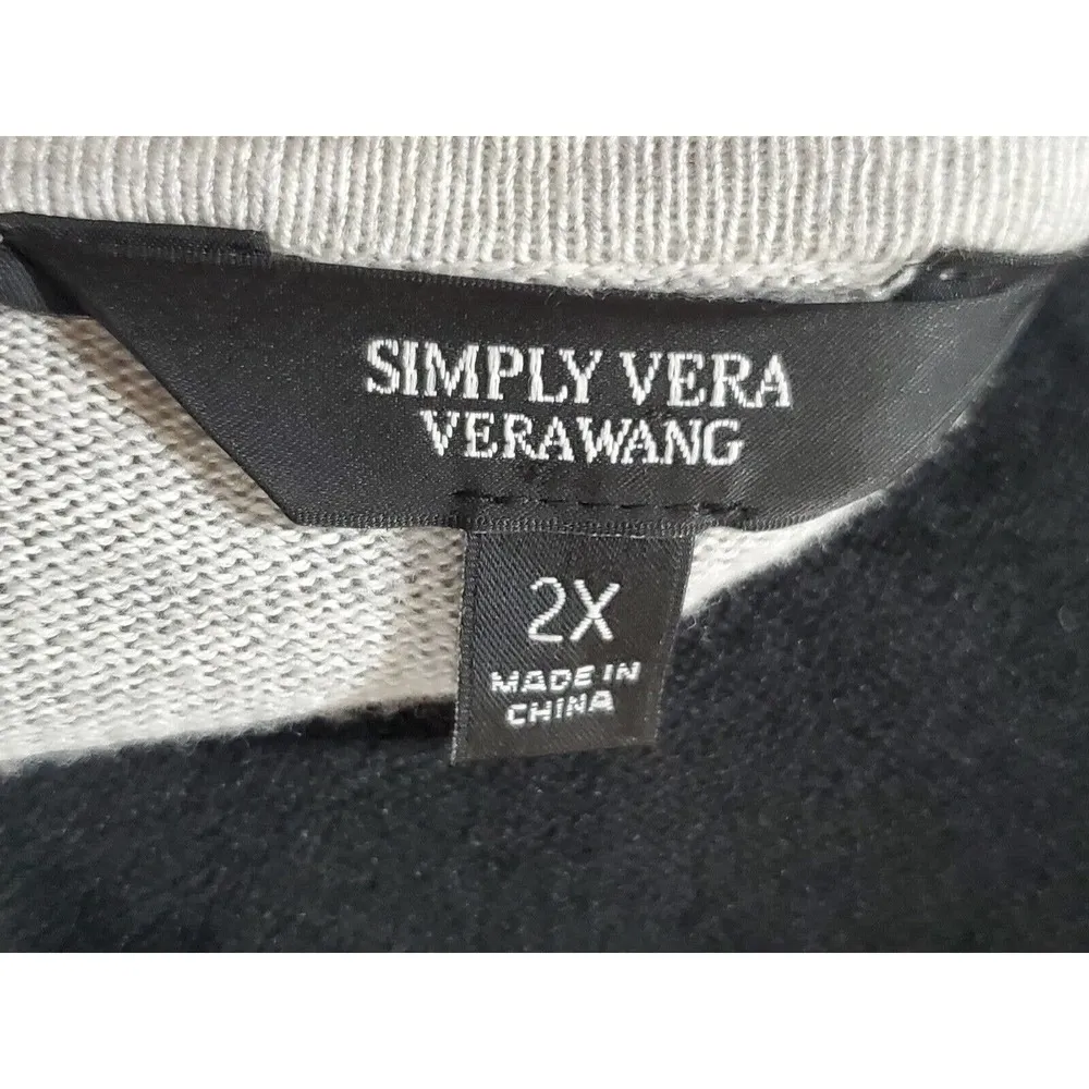 Simply Vera Womens Gray Cotton Long Sleeve Round Neck Pullover Sweater Size 2X - Image 8
