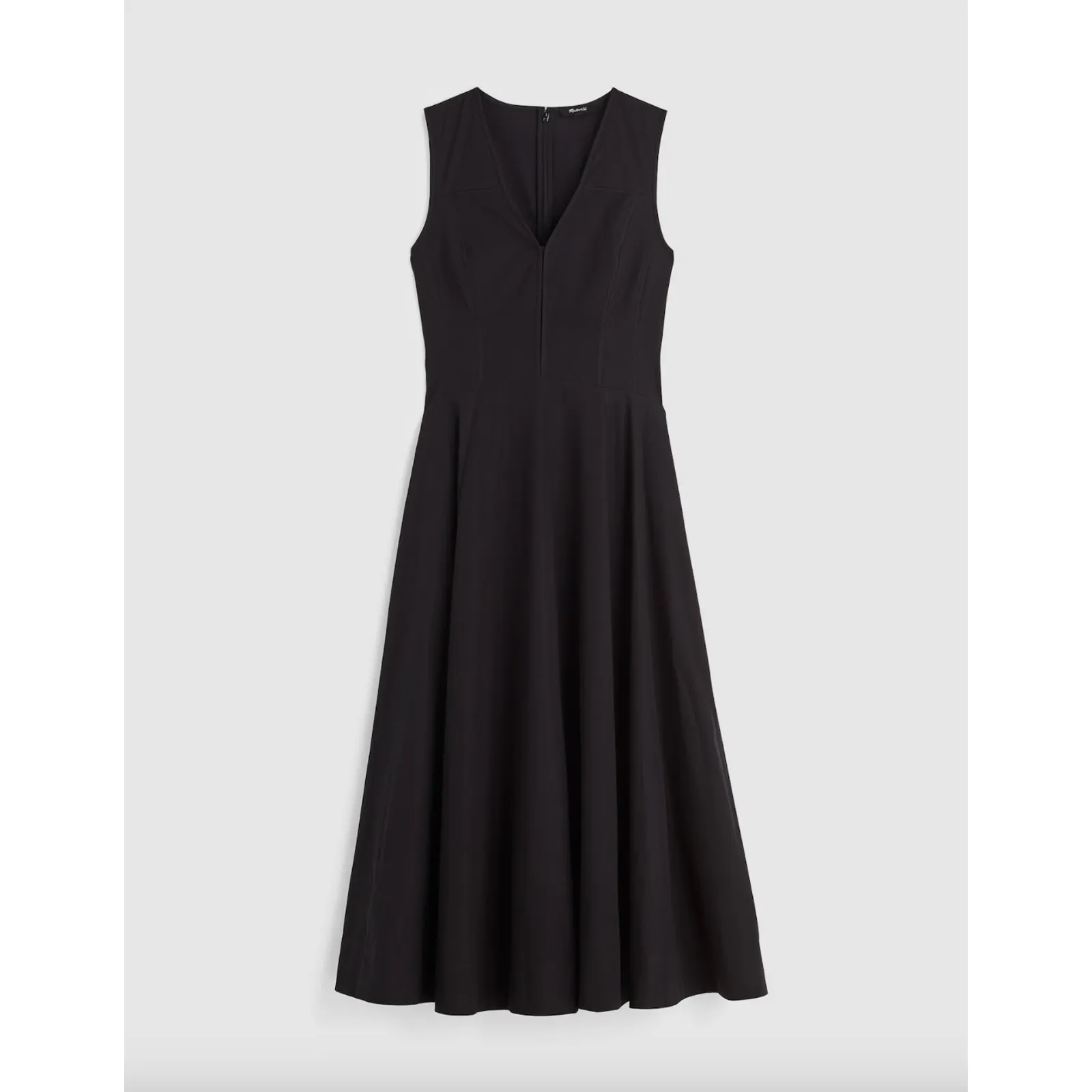 Madewell V Neck Circle Midi Dress Cotton Jet Black Classic Minimalist 0 NWT - Image 6