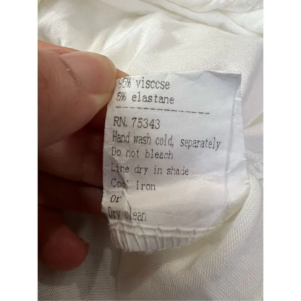 Tendenze white silk blend embroidered top with elastic hem Italy size M Size M - Image 7