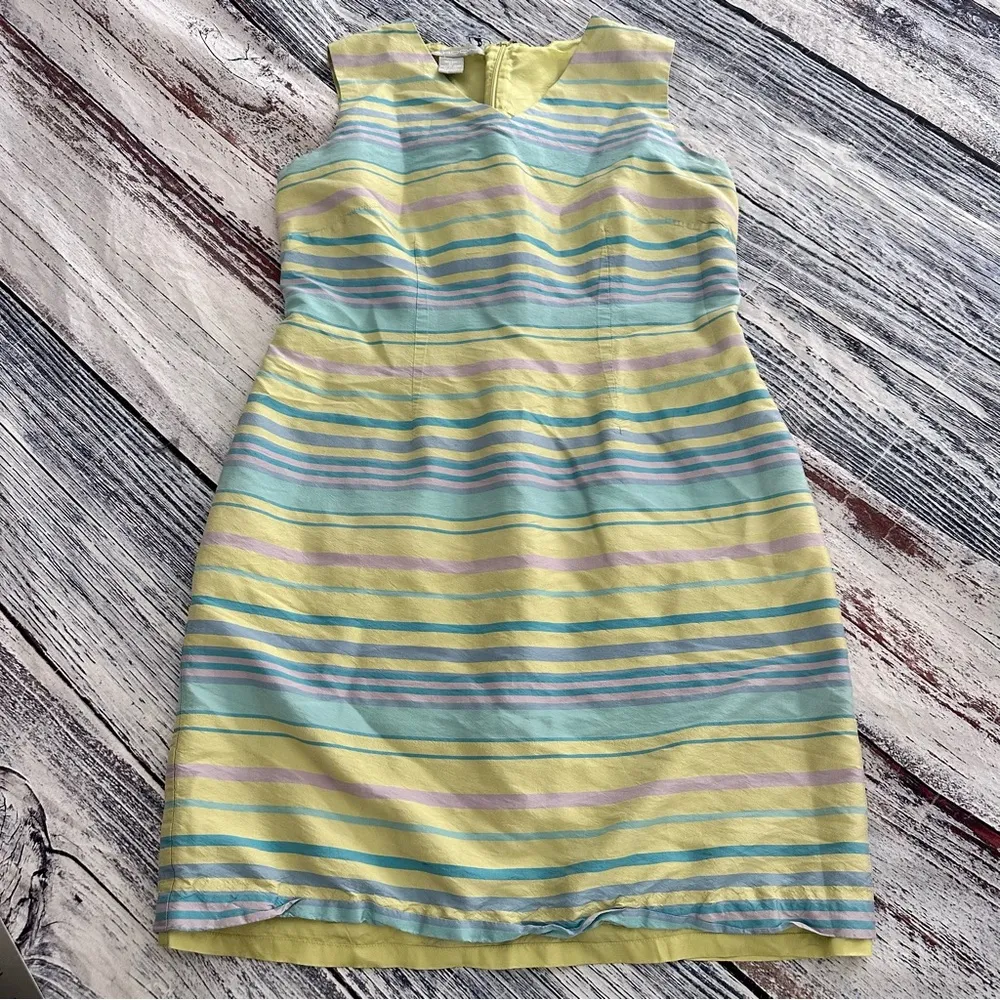 Vintage Marconi 100% Silk Striped Sleeveless Dress - Image 4