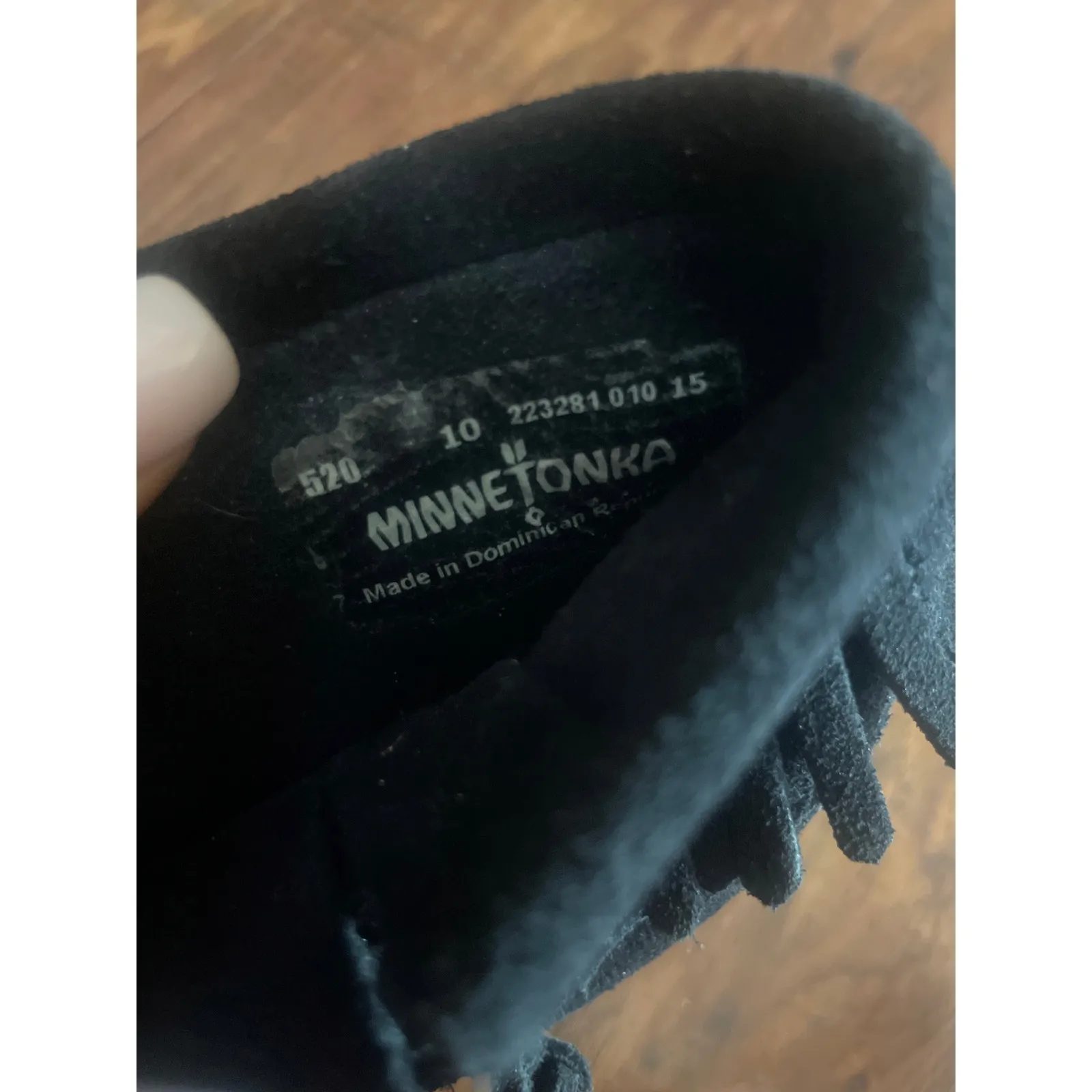 MINNETONKA Concho Suede Fringe Moccasin Ankle Boot Black 10 SOUTHWESTERN Shoes - Image 5