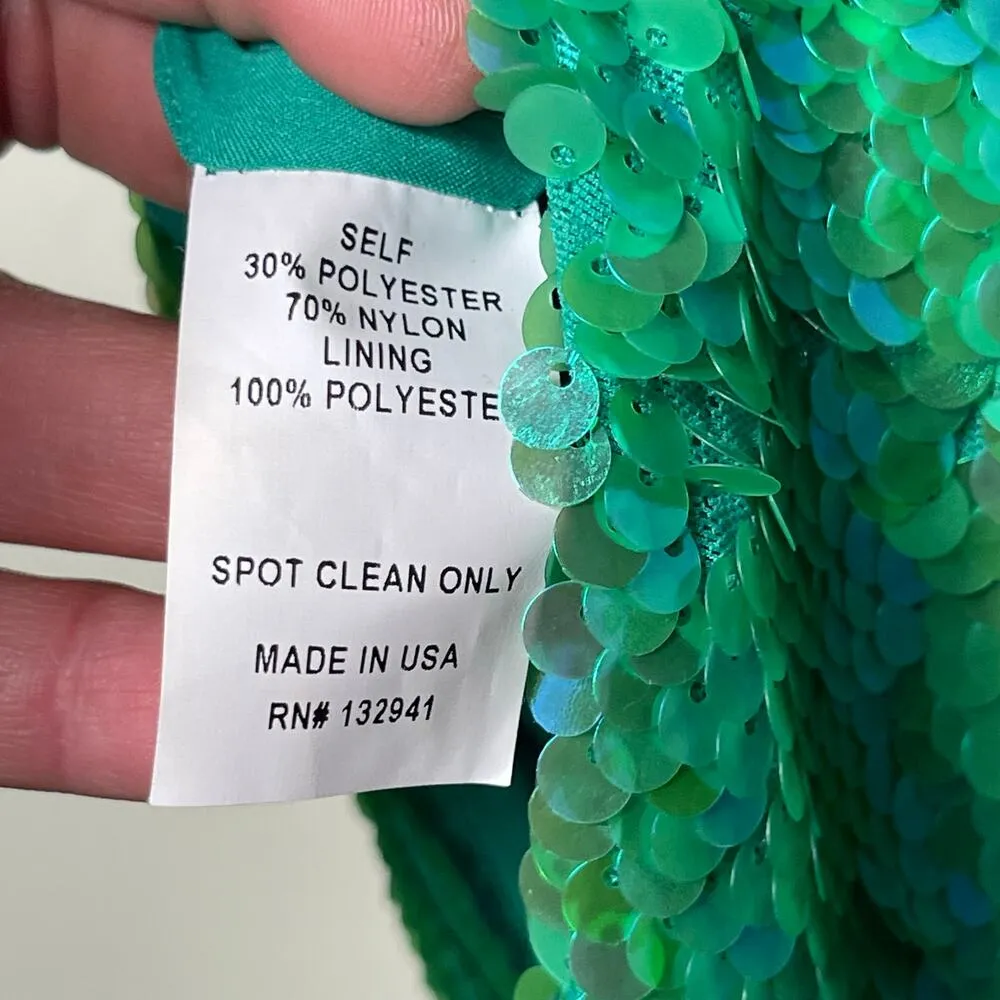 AMANDA UPRICHARD Sierene One shoulder Mini Dress Spring Green Sequin sz S - Image 6