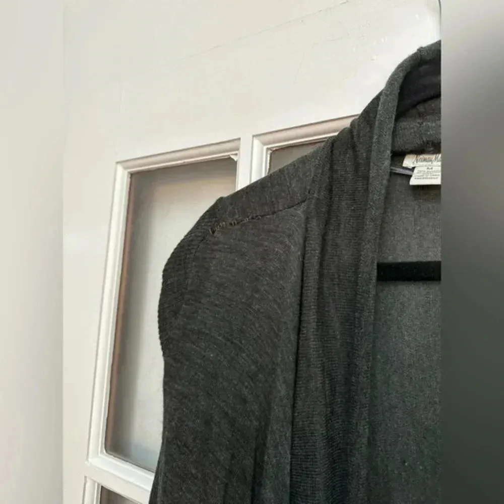 Neiman Marcus | Grey Merino Wool Blend Open Front Cardigan Size Medium M - Image 5