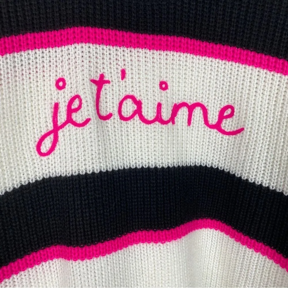 Torrid Black&White Je t’aime (I Love You) Drop Shoulder Crew Neck Sweater Sz.2 - Image 8