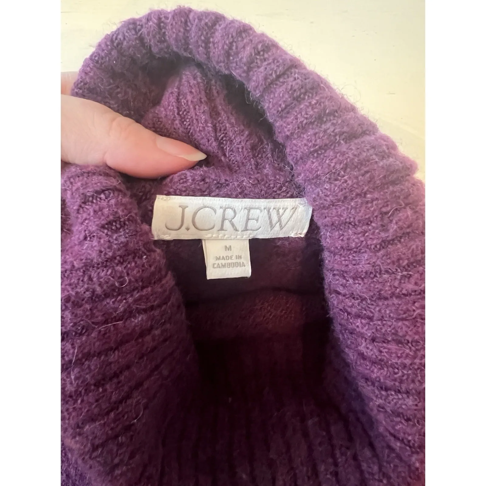 J.Crew Supersoft Yarn Turtleneck Sweater Size M Purple Wool‎ Alpaca Blend CE716 - Image 3