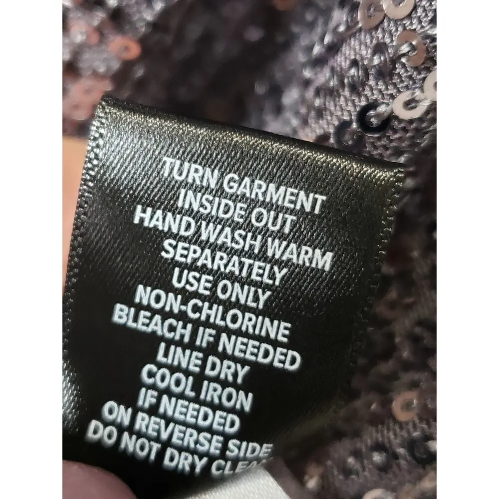 Torrid Button Down Shirt Women's 3X Gray Sequin Stretch Collared Long Sleeve - Image 7