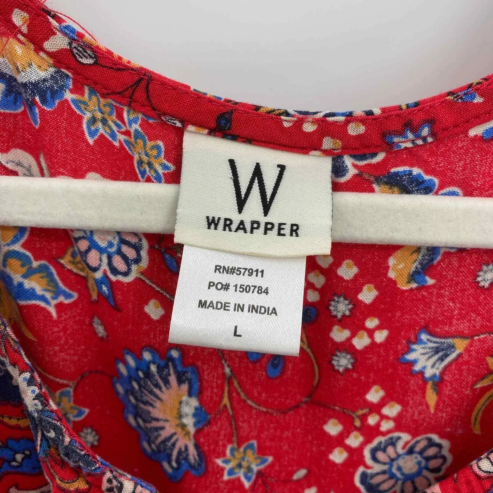 W Wrapper Country Tunic Dress Womens Large Red Floral Harvest Print Rayon - Image 2