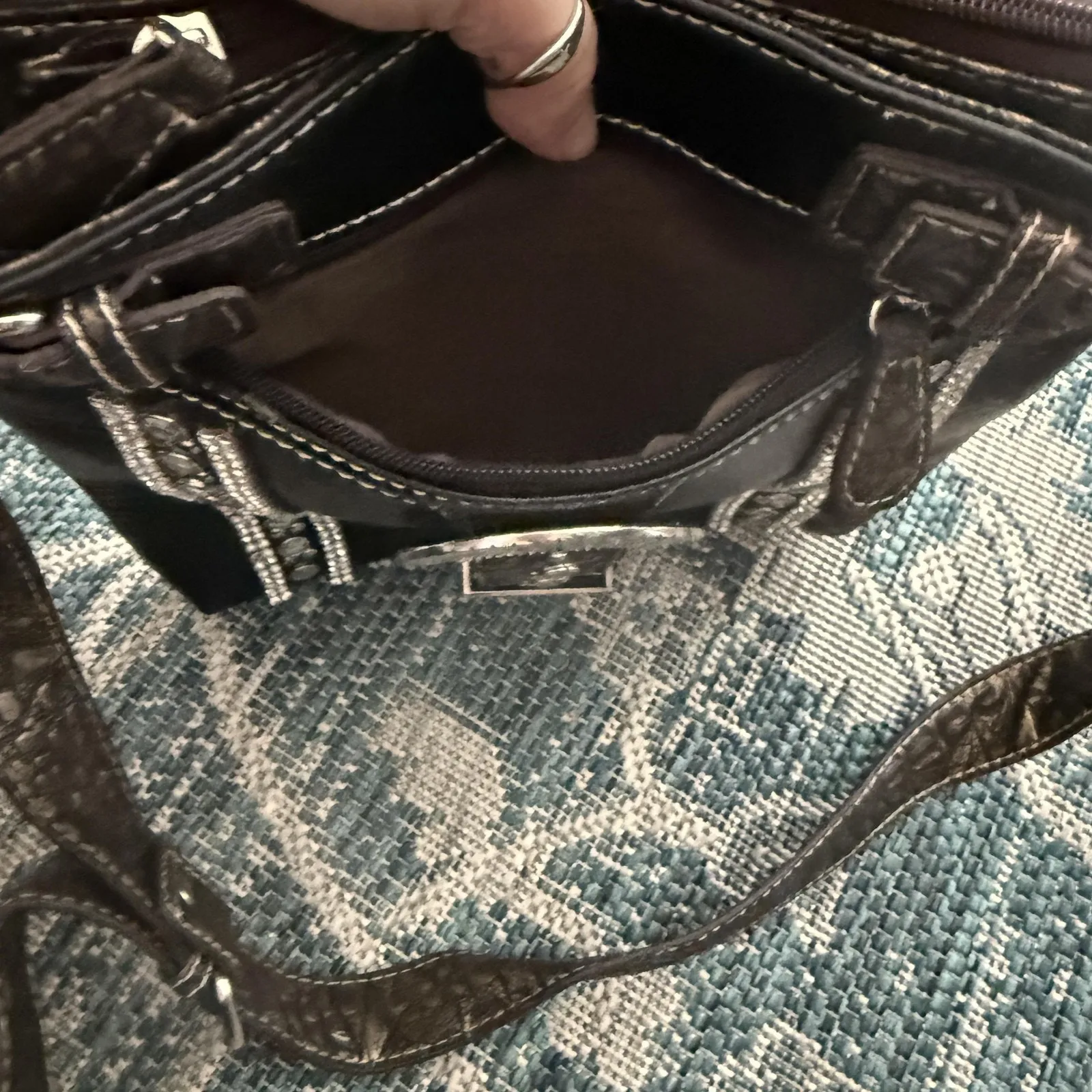 Western Crossbody‎ Purse Womens Silver Buckle Rhinestone Studded Cowgirl Bag - Image 7