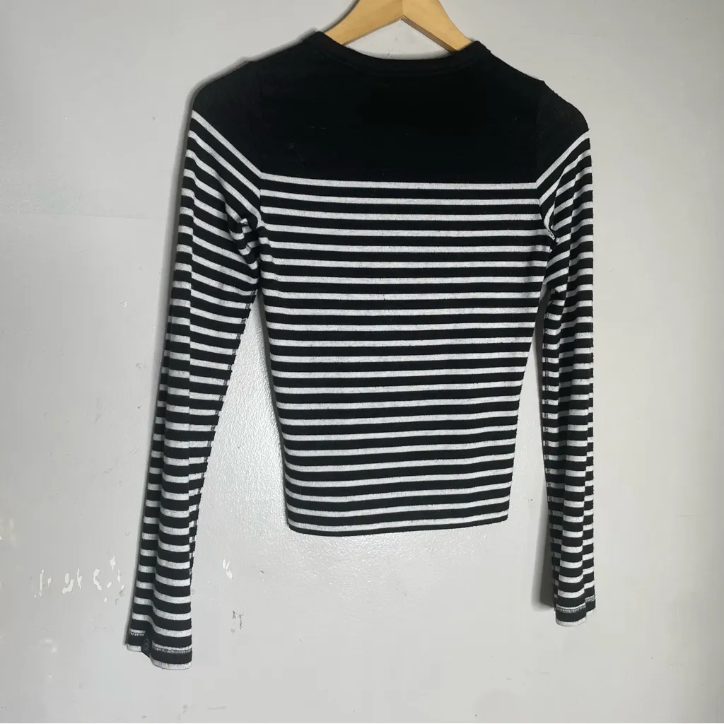 Rag & Bone The Knit Breton Stripe Sweater Womens Small Black White XS - Image 4