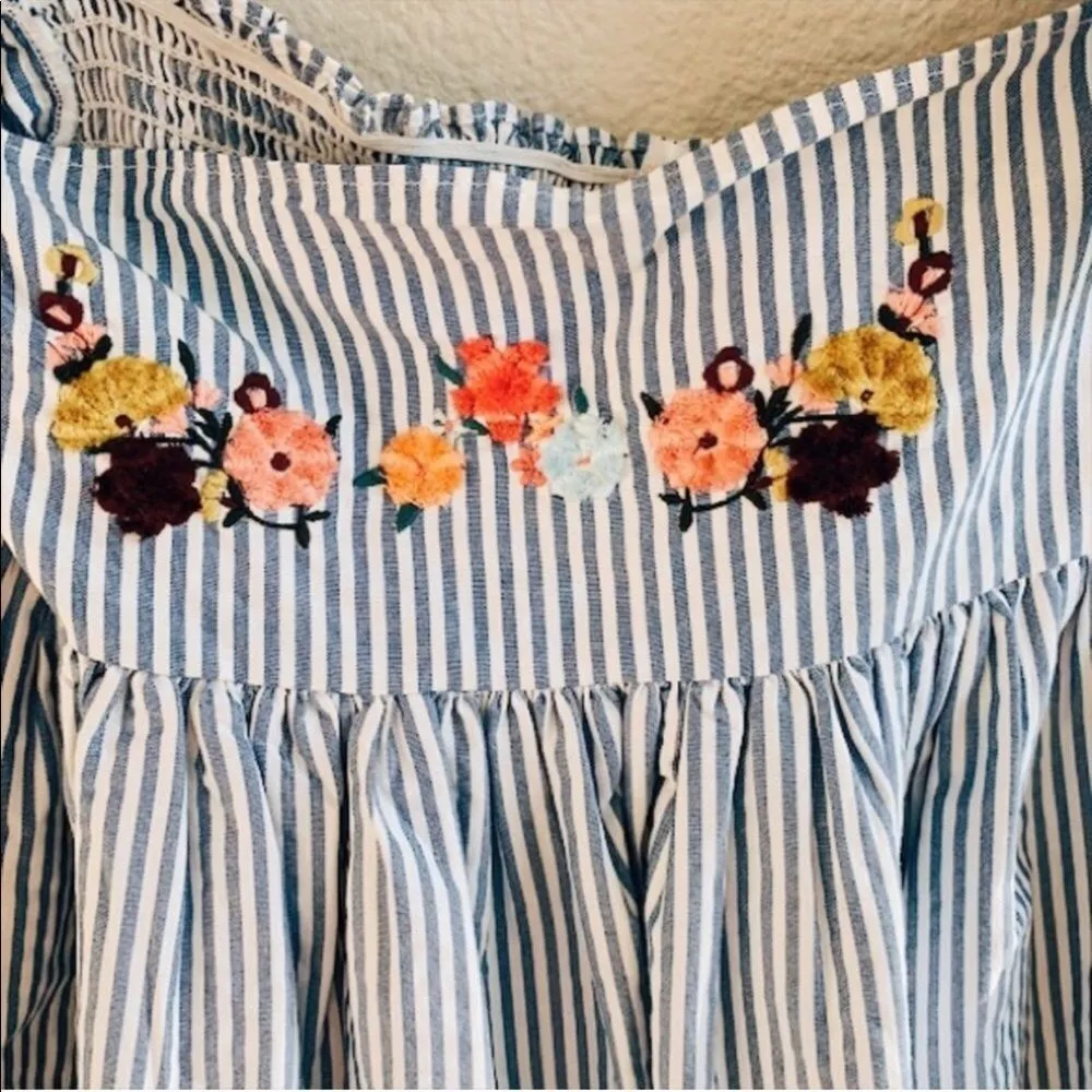 ✨TRAFALUC OFF SHOULDER STRIPED EMBROIDERY TOP✨ - Image 8