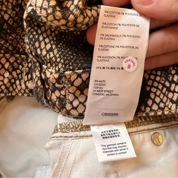 FREE PEOPLE High Rise Snakeskin Print Cropped Skinny‎ Jeans Size 29 - Image 10
