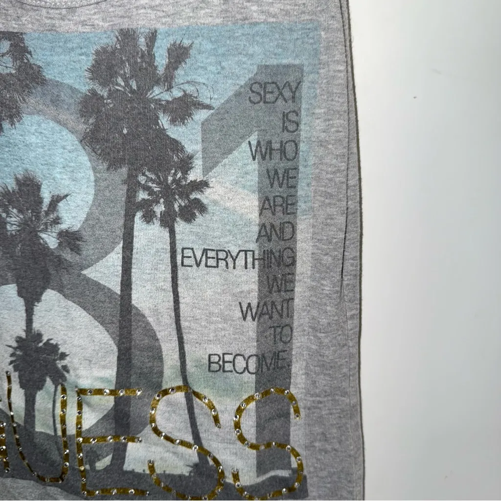 Guess Gray and Blue Graphic Tank Top - Image 3