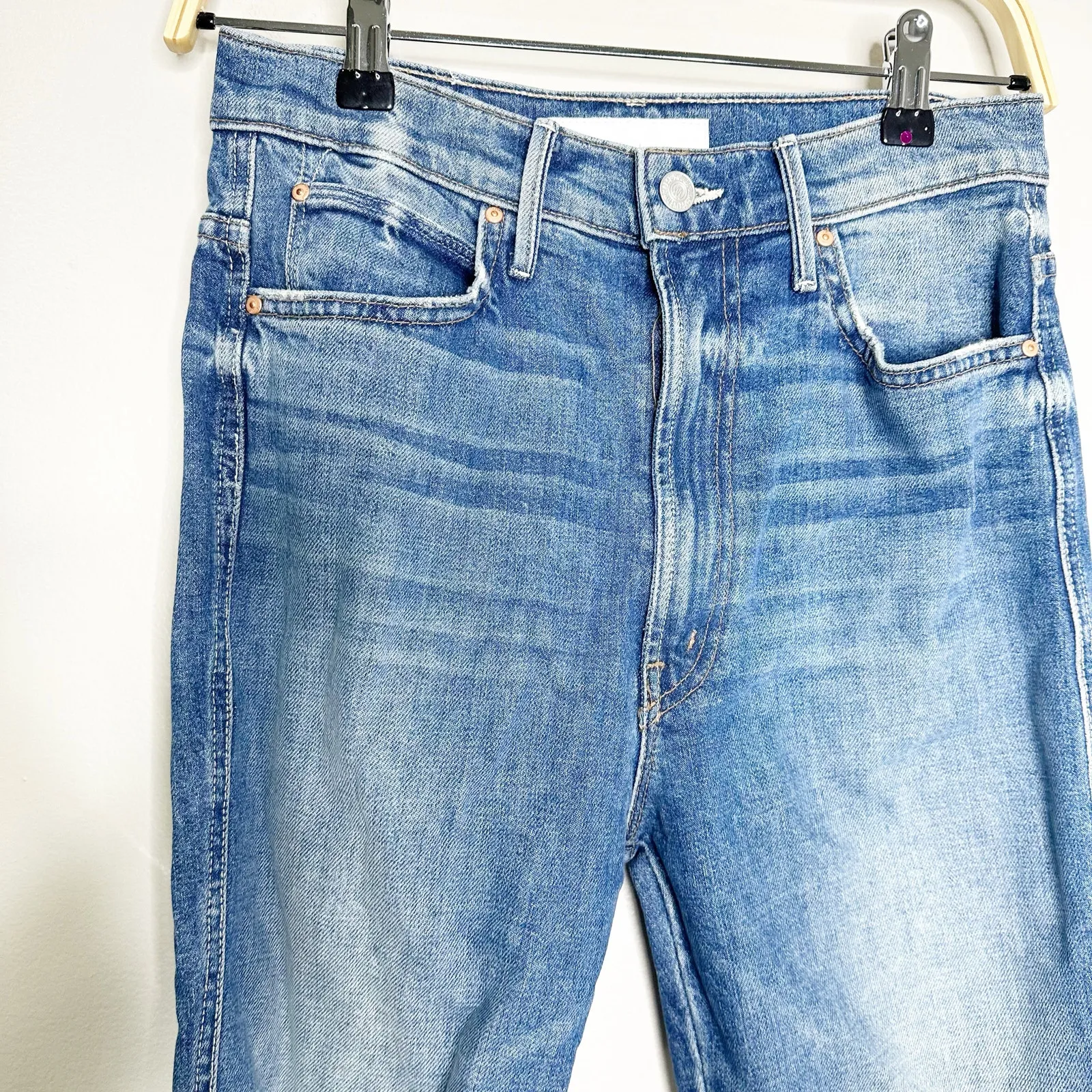 Mother Superior High Waisted Smokin' Double Heel Beyond the Sky Bootcut Jeans 26 Blue - Image 4