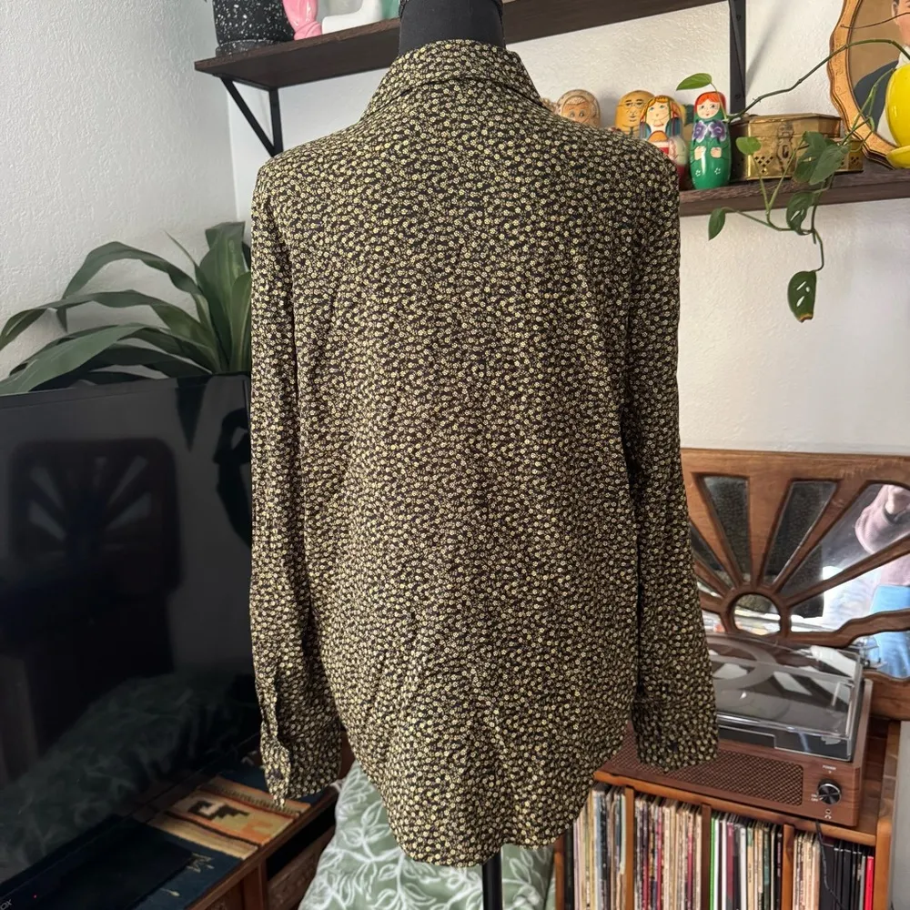 SAMSOE&SAMSOE Milly Patterned Button Down Blouse in Winter Twiggy Green - Image 6