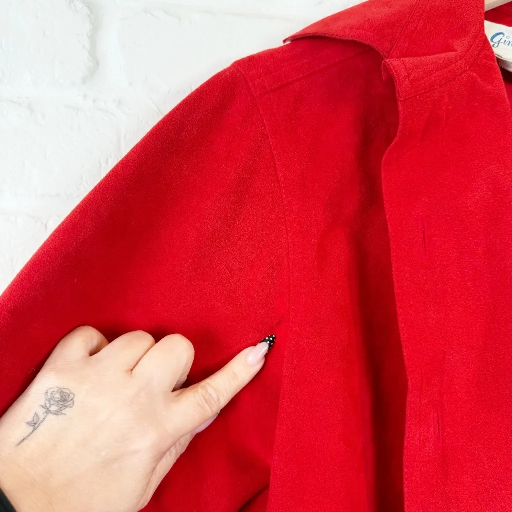 Vintage Gino Rossi for Wilson Red Ultra Suede Jacket Union Made Bomber size 8 - Image 6