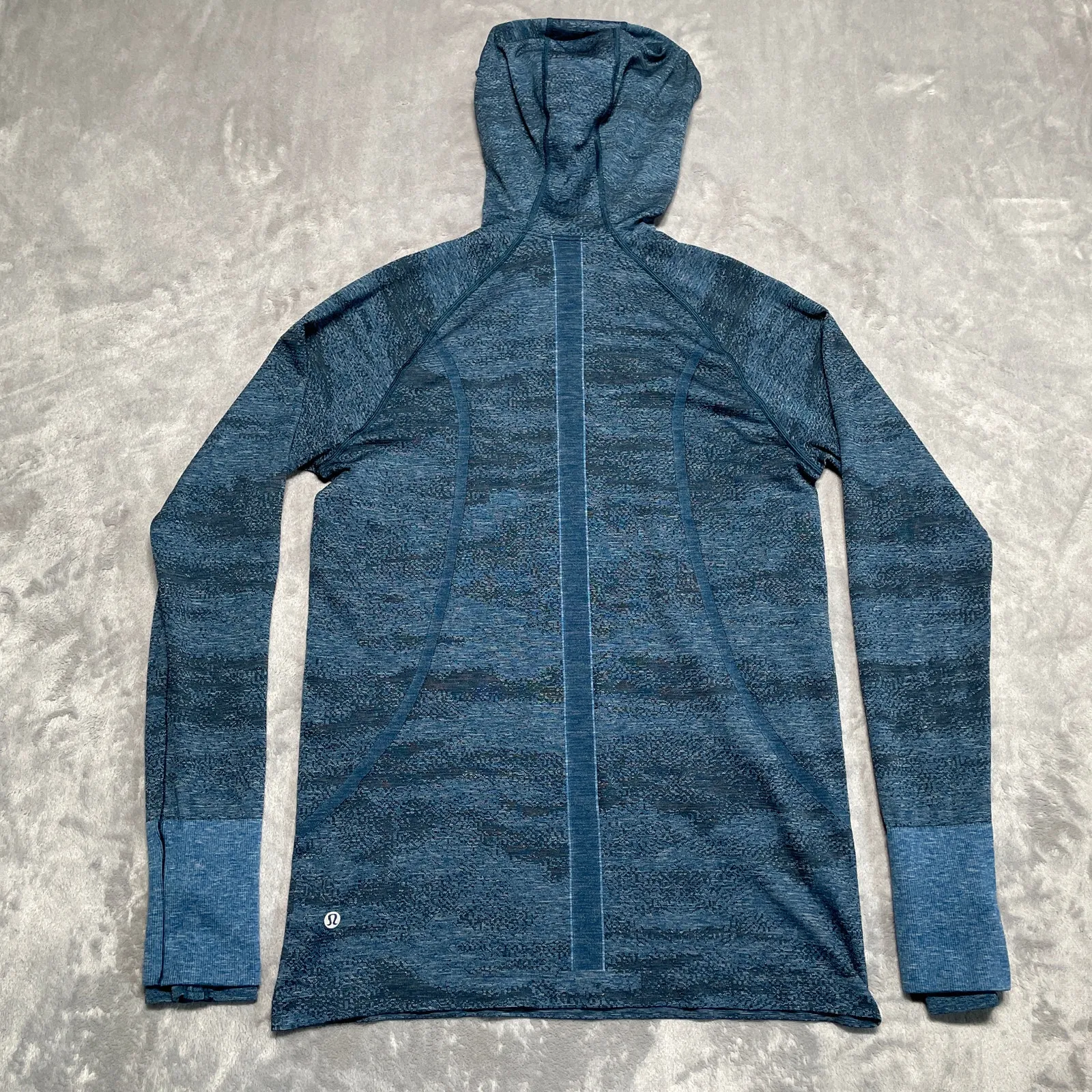 Lululemon Swiftly Speed Pullover 12 Blue Hooded Pullover 1/4 Zip Thumb Holes - Image 2
