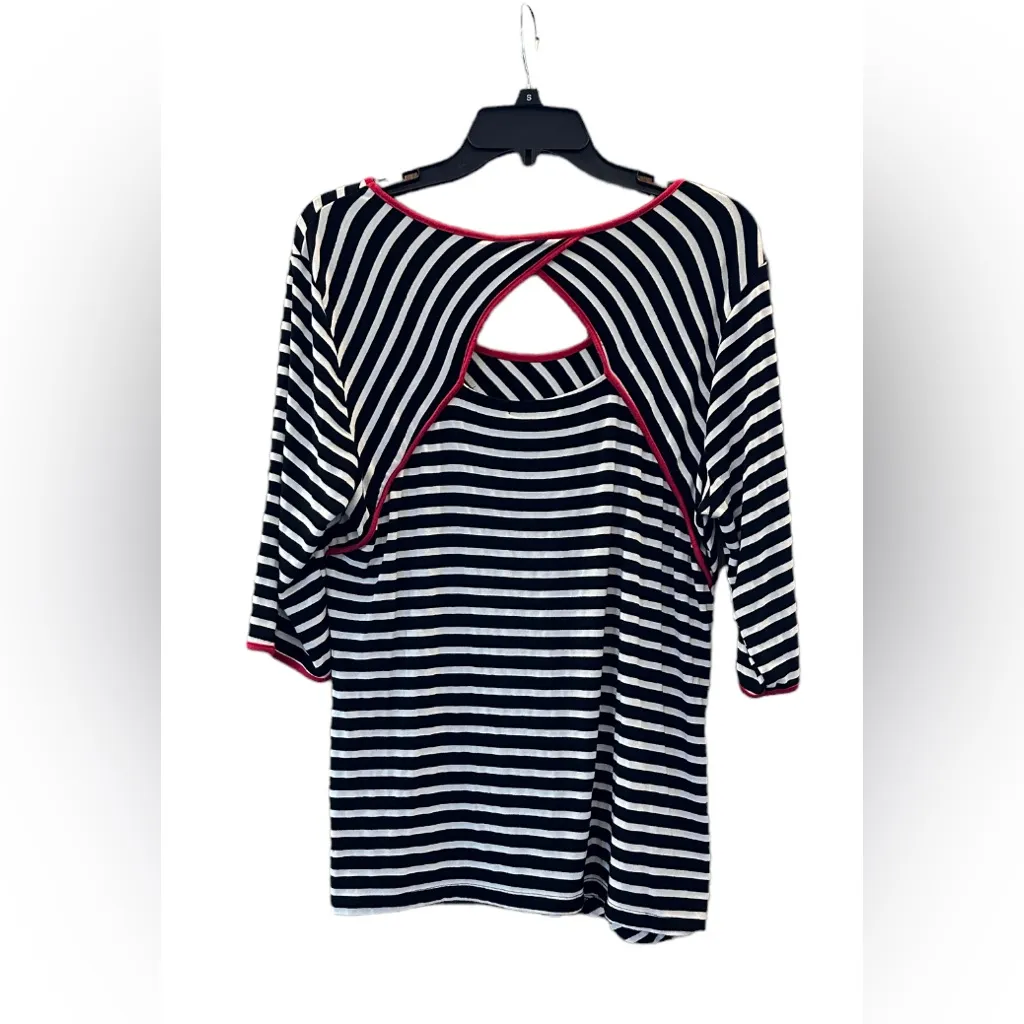 Black & Cream Cutout Back Striped Top. - Image 2