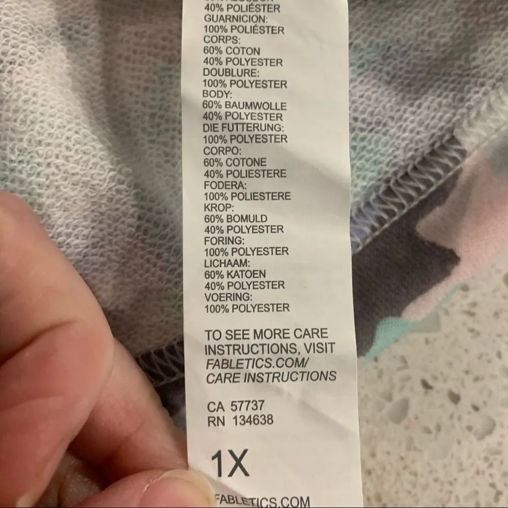 Fabletics Hallie Pink Camo Cinchable Half Zip Hoodie Sweatshirt Jacket Size 1X - Image 4