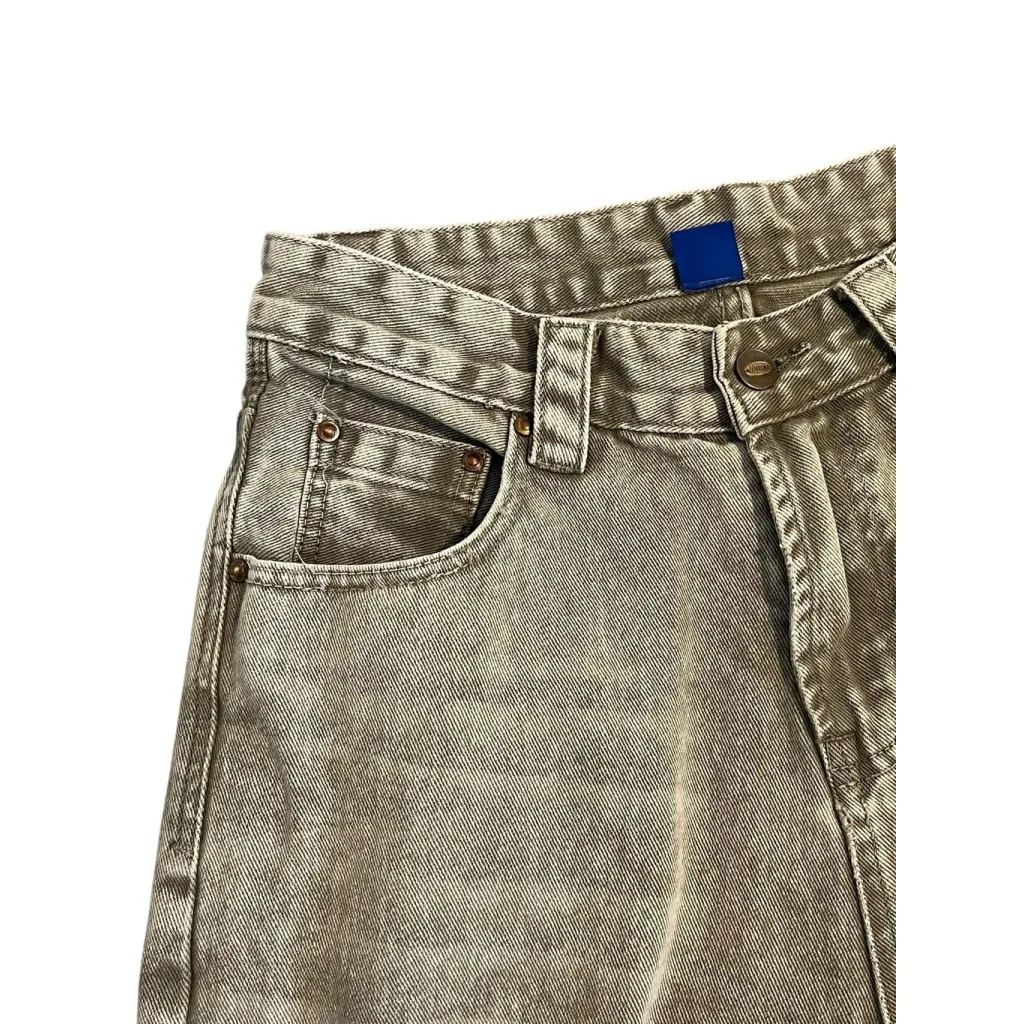 Aelfric Eden Jeans Women’s 30 x 29 Beige Loose Straight Fringe Hem Denim Pants - Image 3