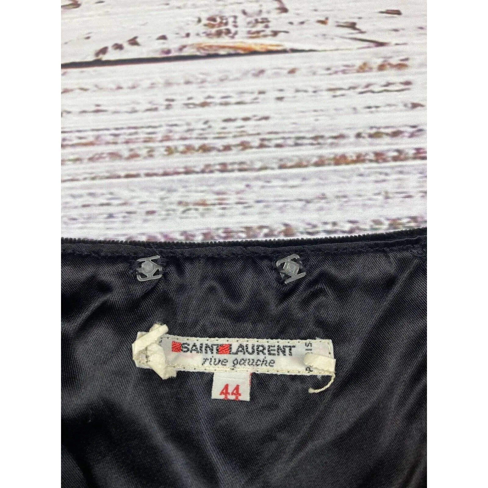 Saint Laurent Rive Gauche Black Velvet Boat Collar Long Sleeve Blouse Top Sz‎ 44 - Image 4