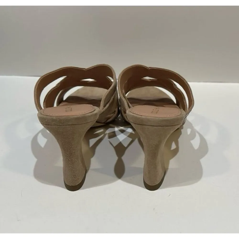 Cole Haan April Suede Mule Sandal Natural Croc Embossed Heels Size 9.5 US - Image 8