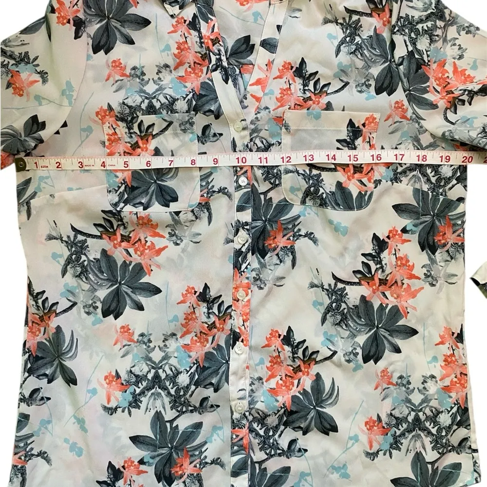 Talbots Petite Floral Nantucket Print Adjustable Sleeve Button Down Blouse - Image 2