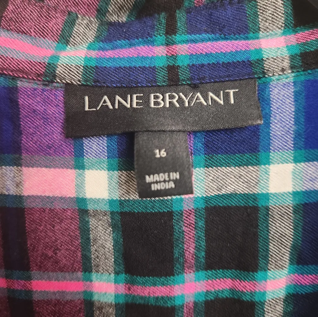 Lane Bryant 16  Colorful Plaid Button-Up Shirt - Image 5