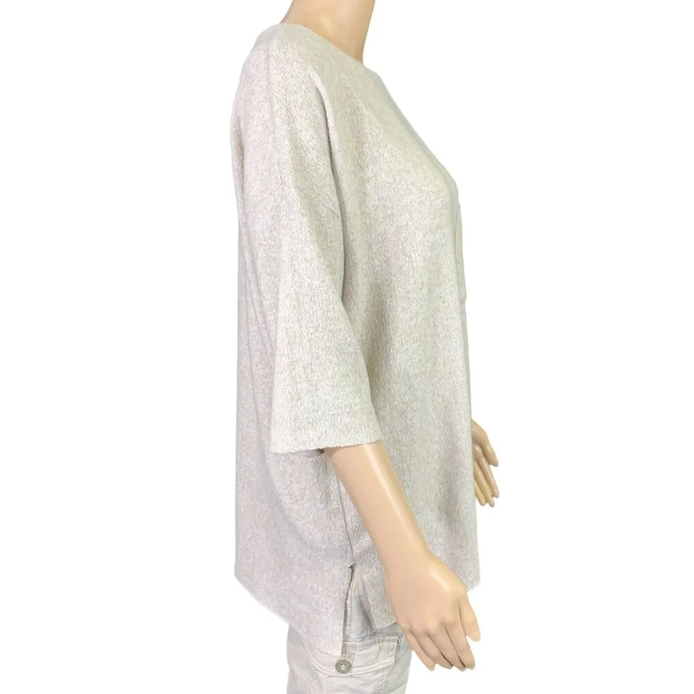 Zara Womens Pullover Sweater Soft Boxy Over Sized Beige Minimalist Medium - Image 3