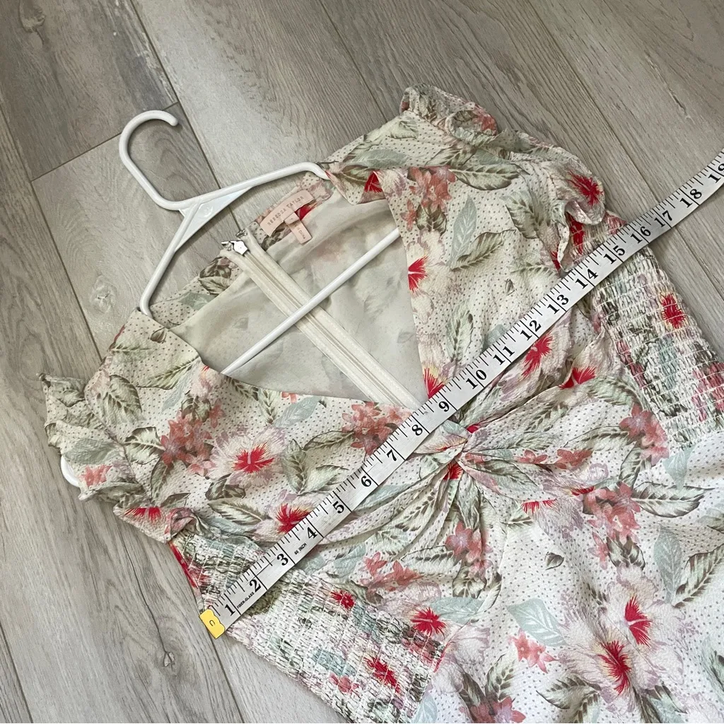 Rebecca Taylor Dress silk floral mini womens Cream (size 2) garden feminine chic - Image 3