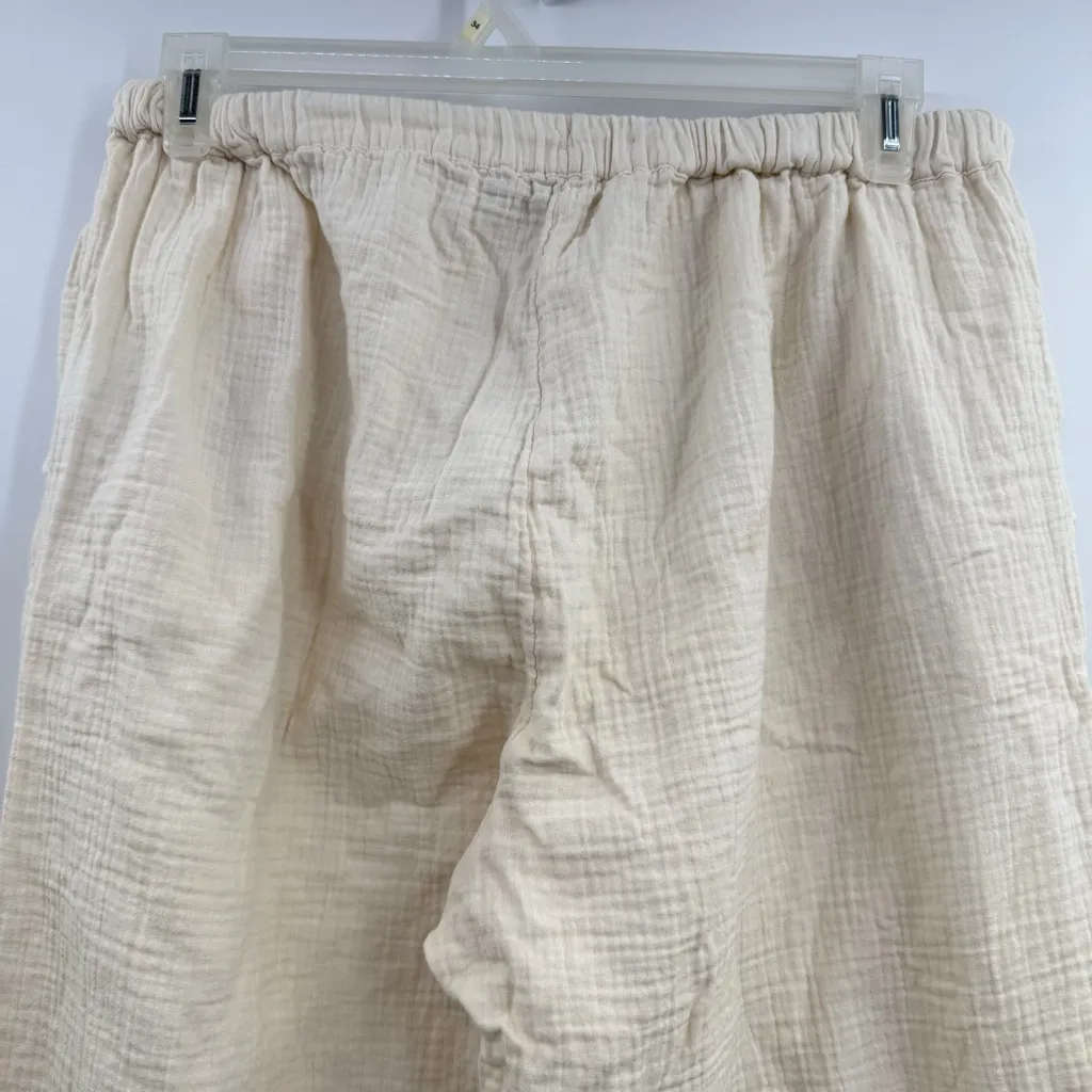 Quince 100% organic cotton gauze straight leg pants vintage cream size Large - Image 5