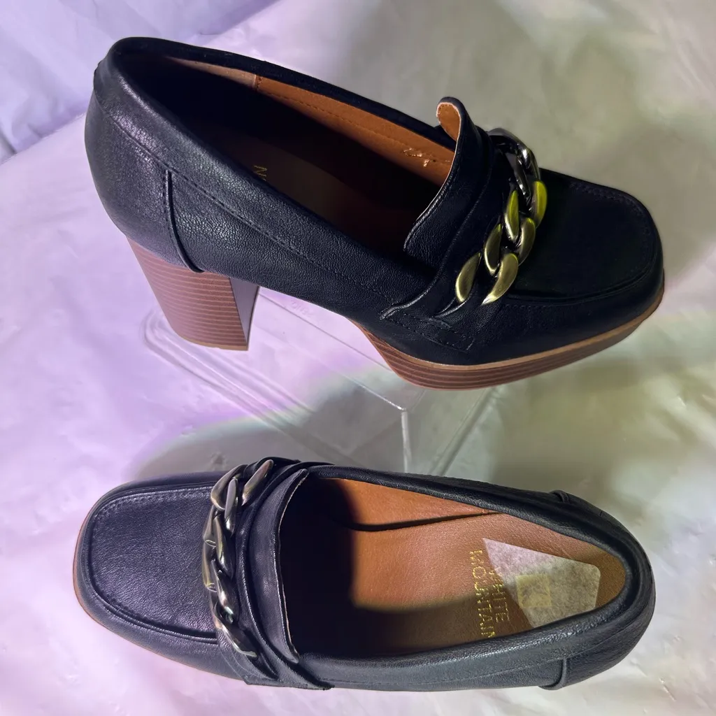 White Mountain Black Chunky Heel Loafers - Image 4