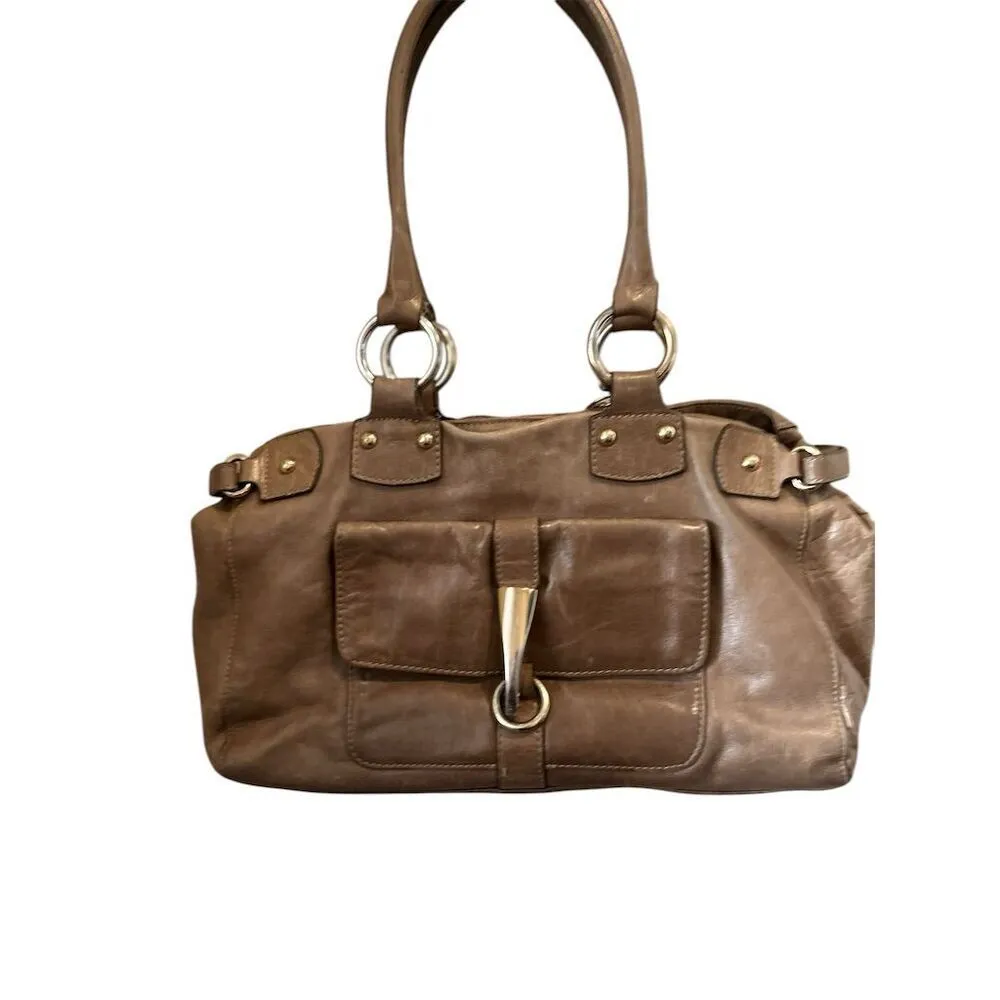 Barr + Barr Women's Brown Leather Shoulder Bag w/ Pockets & Quotes Lining - Image 3